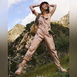 Free People Fast Track Onesie in color Sandshell size Large